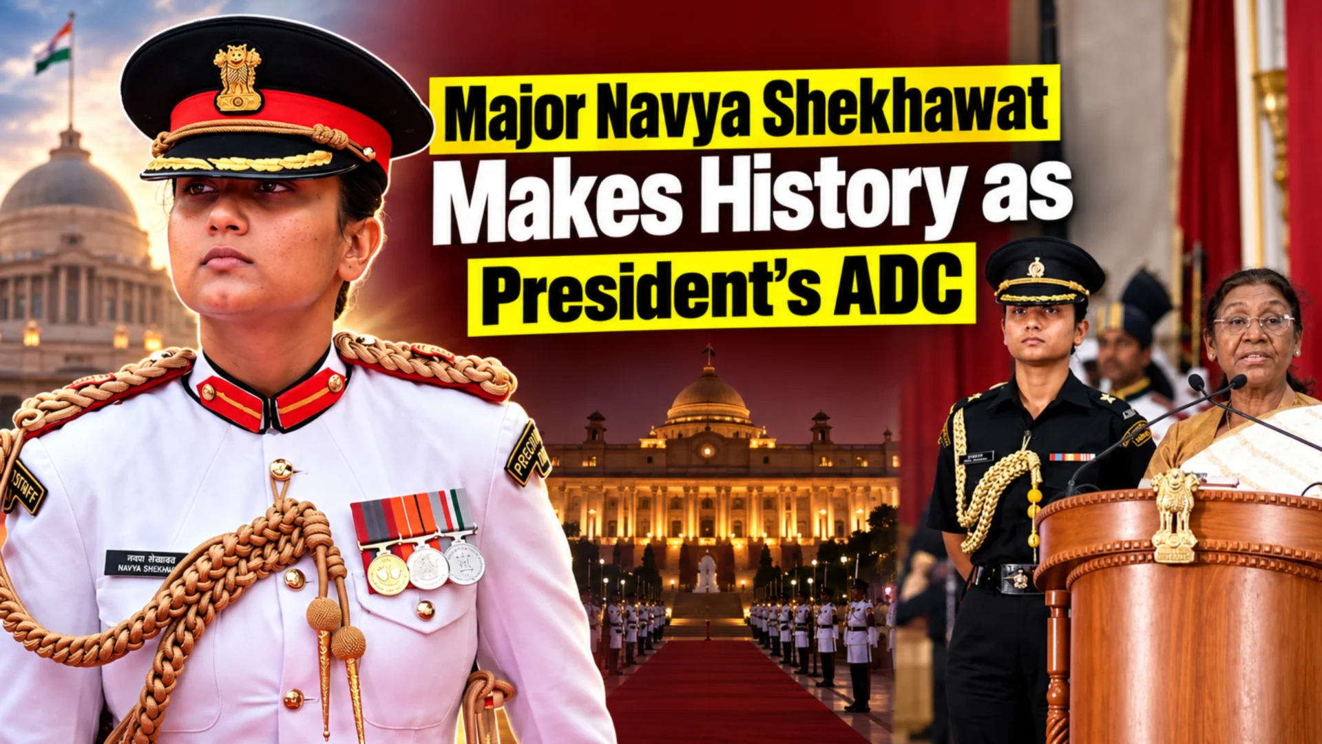Major Navya Shekhawat Makes Historic Breakthrough as 1st Woman Army Officer to Serve as President’s ADC
