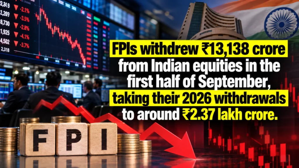 Foreign Investors Pull ₹13,138 Crore From Indian Stocks as Market Confidence Weakens