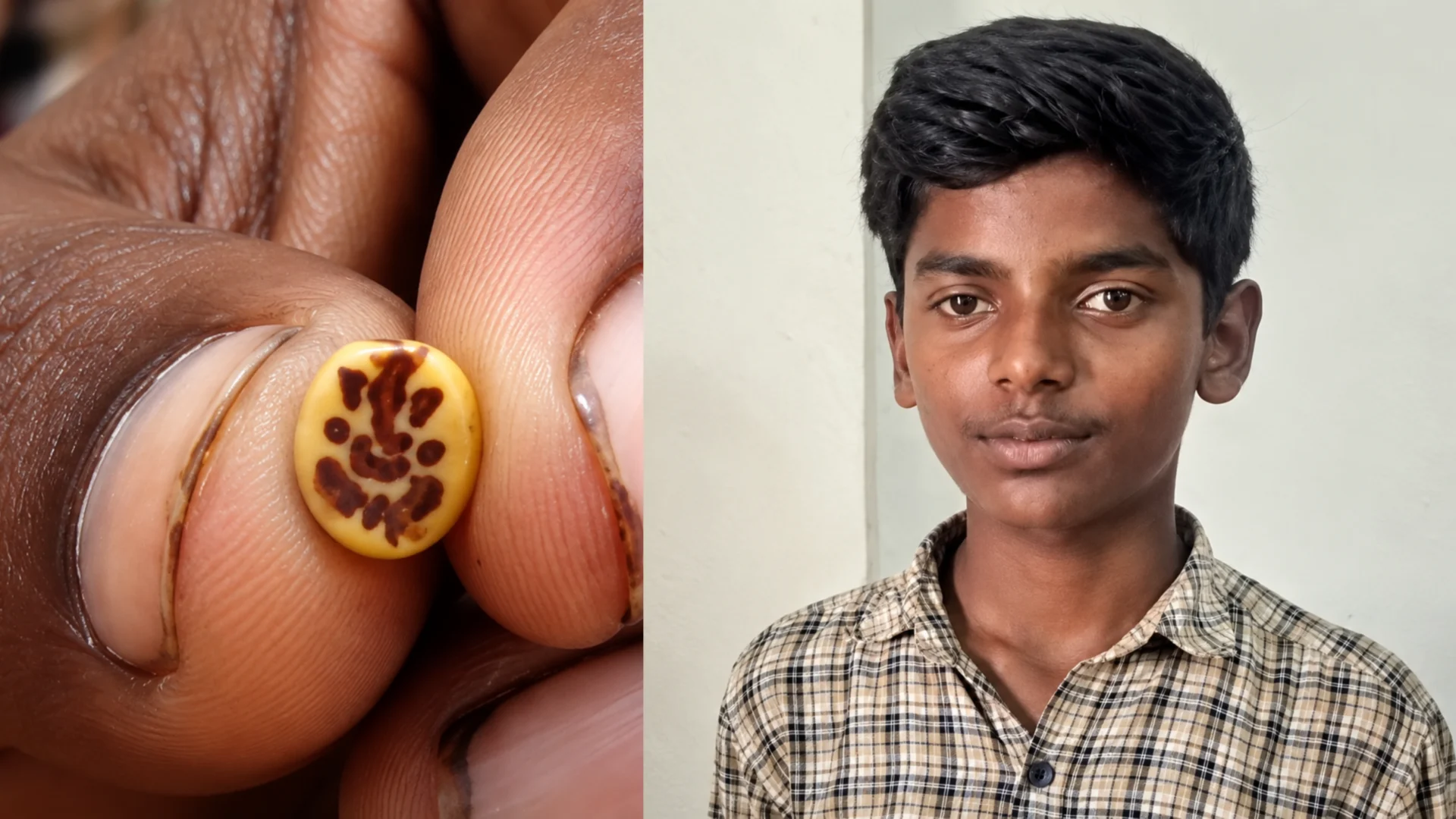 Adoni Student Harish Kumar Draws Lord Ganesha on a Single Red Gram Grain
